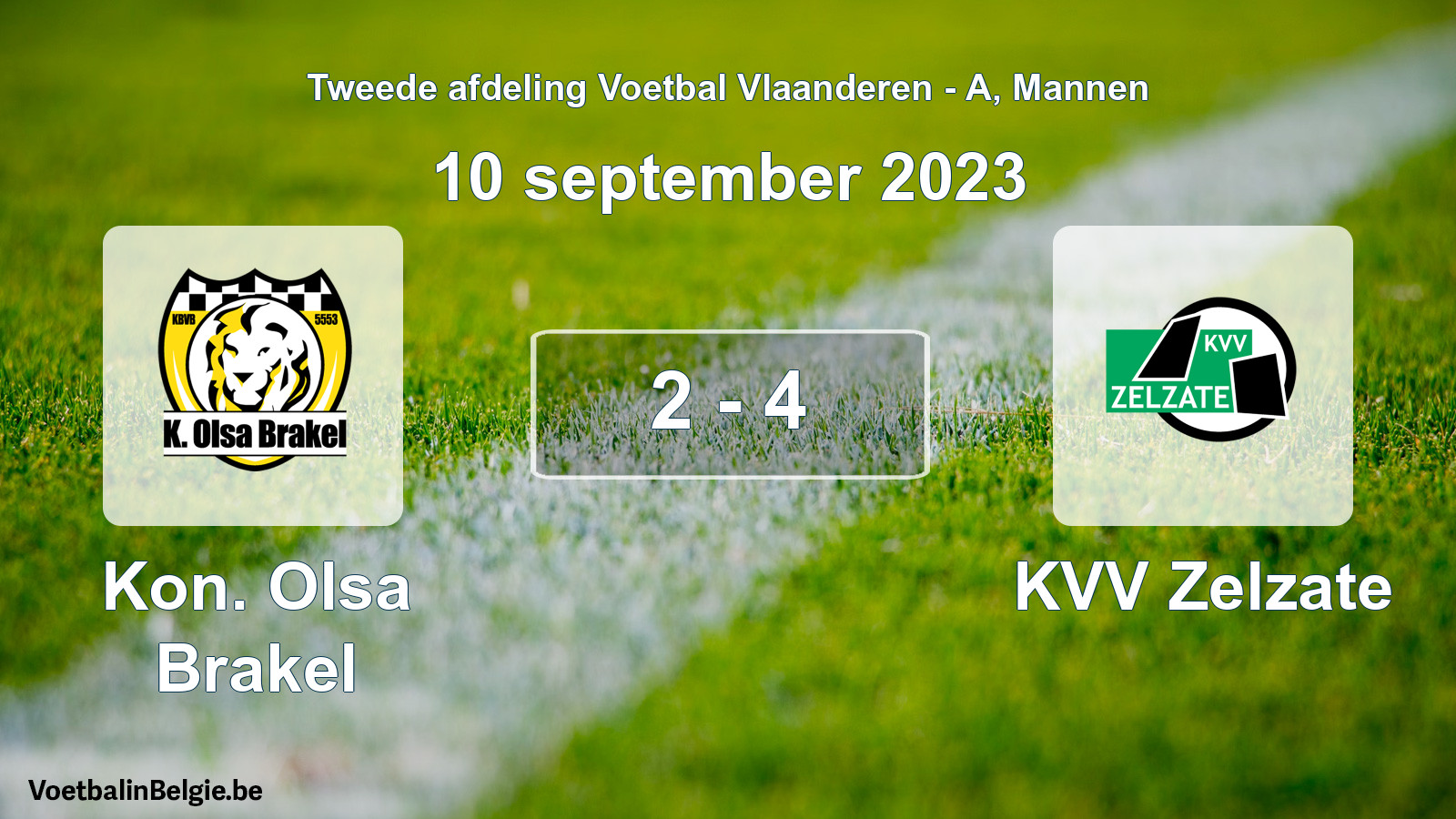 Gespeelde wedstrijd mannenvoetbal: Kon. Olsa Brakel - KVV Zelzate 2 - 4 (10 september 2023)