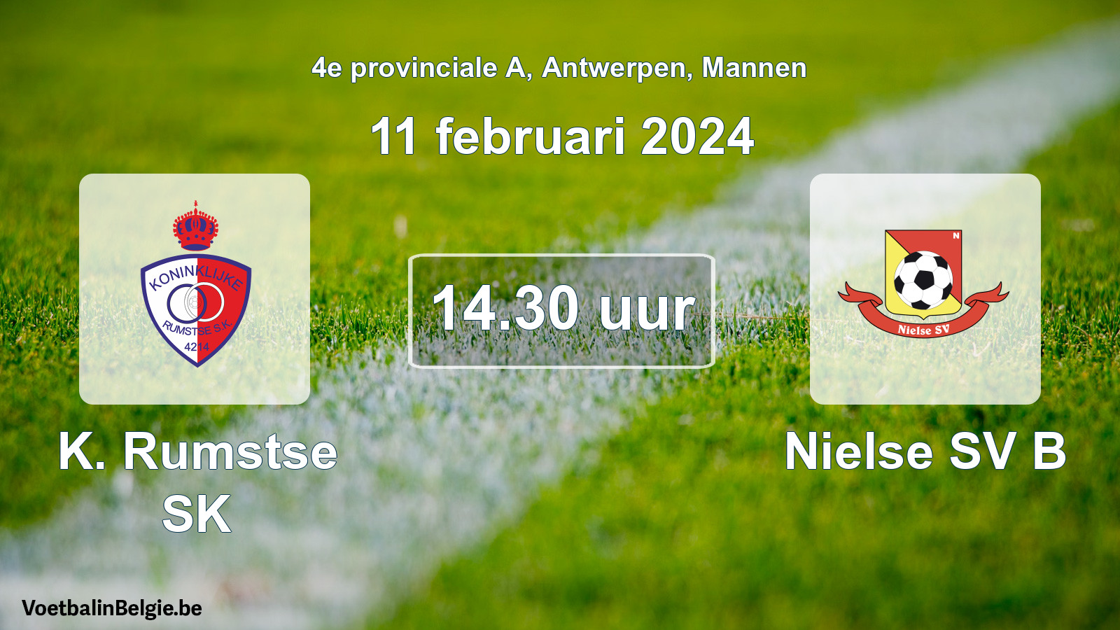 Match prévu football hommes: K. Rumstse SK - Nielse SV B (11 février 2024)