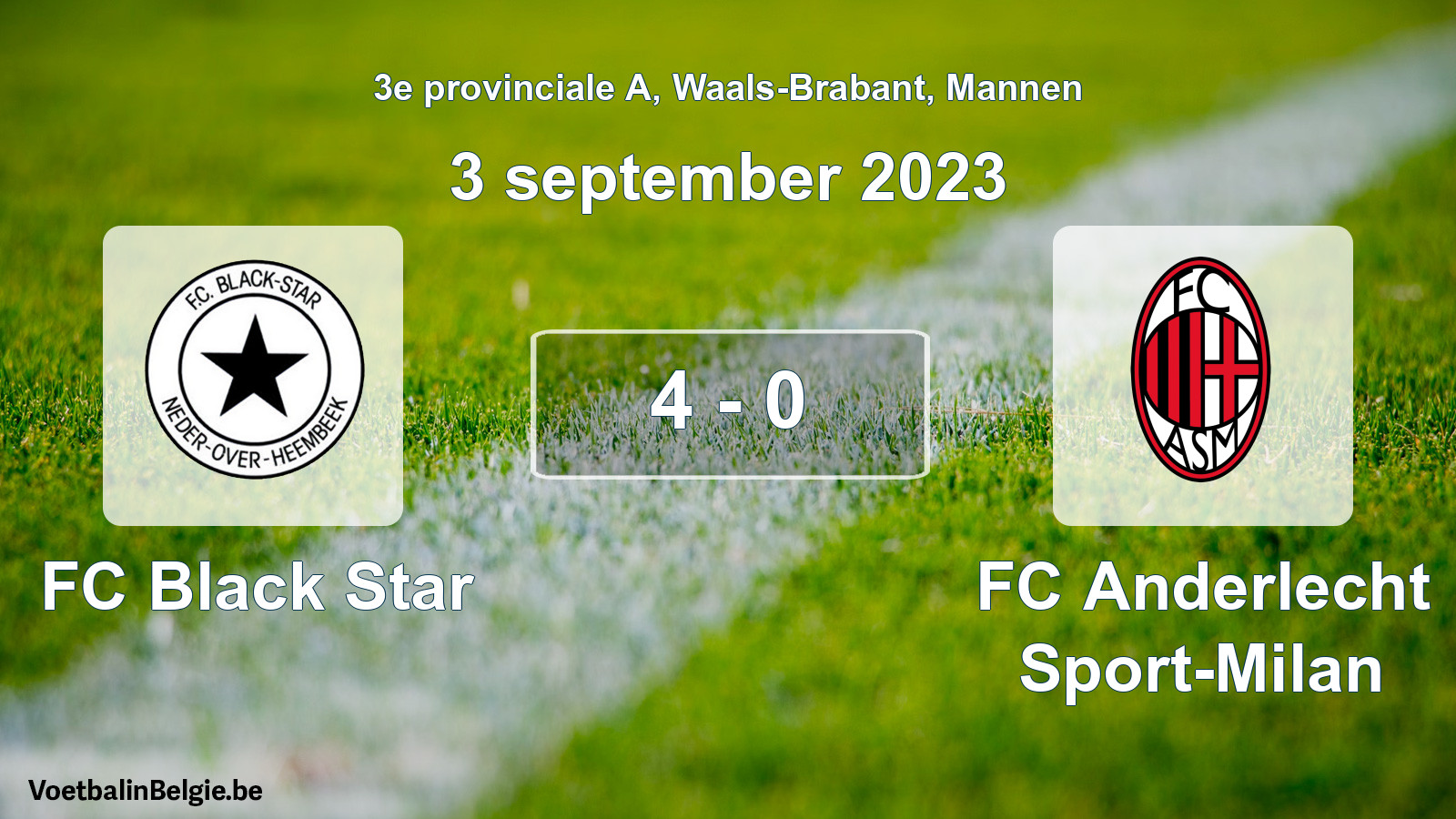 Gespeelde wedstrijd mannenvoetbal: FC Black Star - FC Anderlecht Sport-Milan 4 - 0 (3 september 2023)