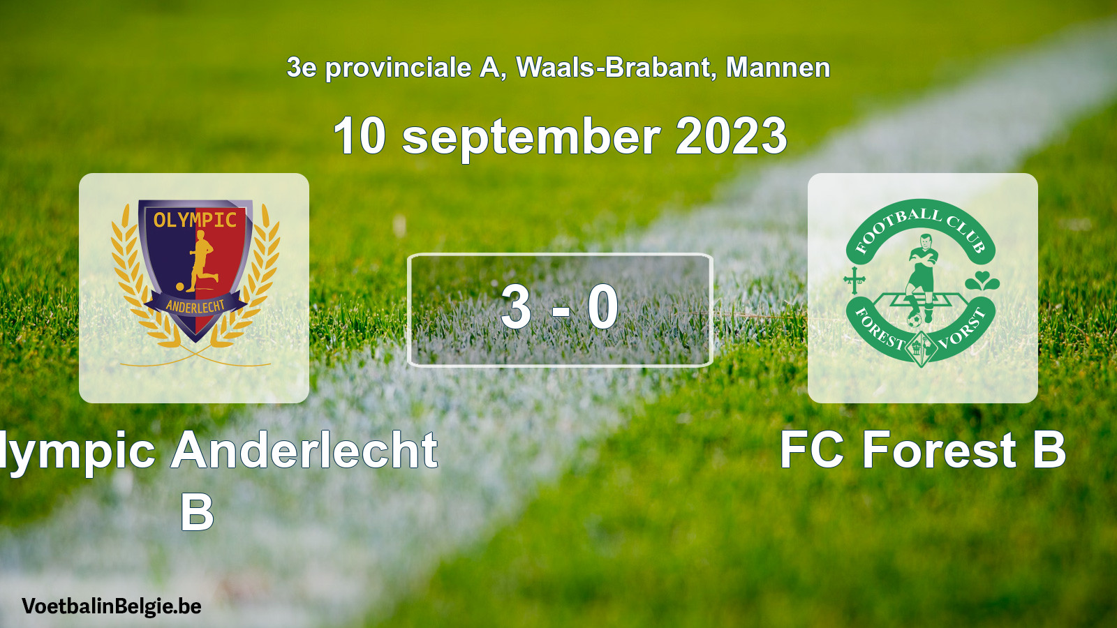 Gespeelde wedstrijd mannenvoetbal: Olympic Anderlecht B - FC Forest B 3 - 0 (10 september 2023)