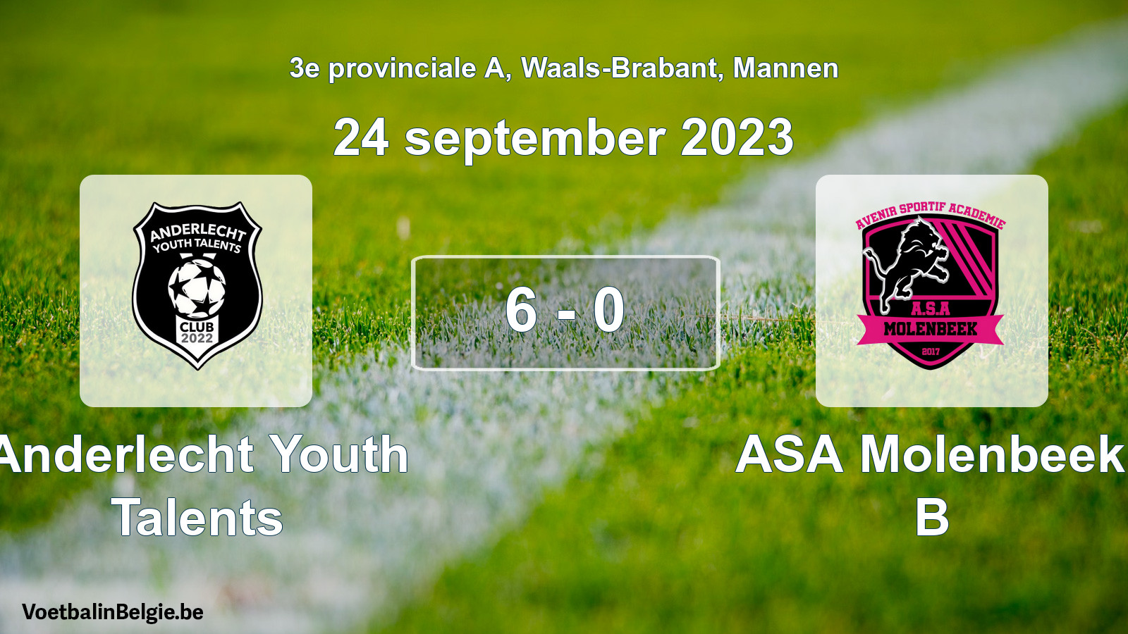 Gespeelde wedstrijd mannenvoetbal: Anderlecht Youth Talents - ASA Molenbeek B 6 - 0 (24 september 2023)