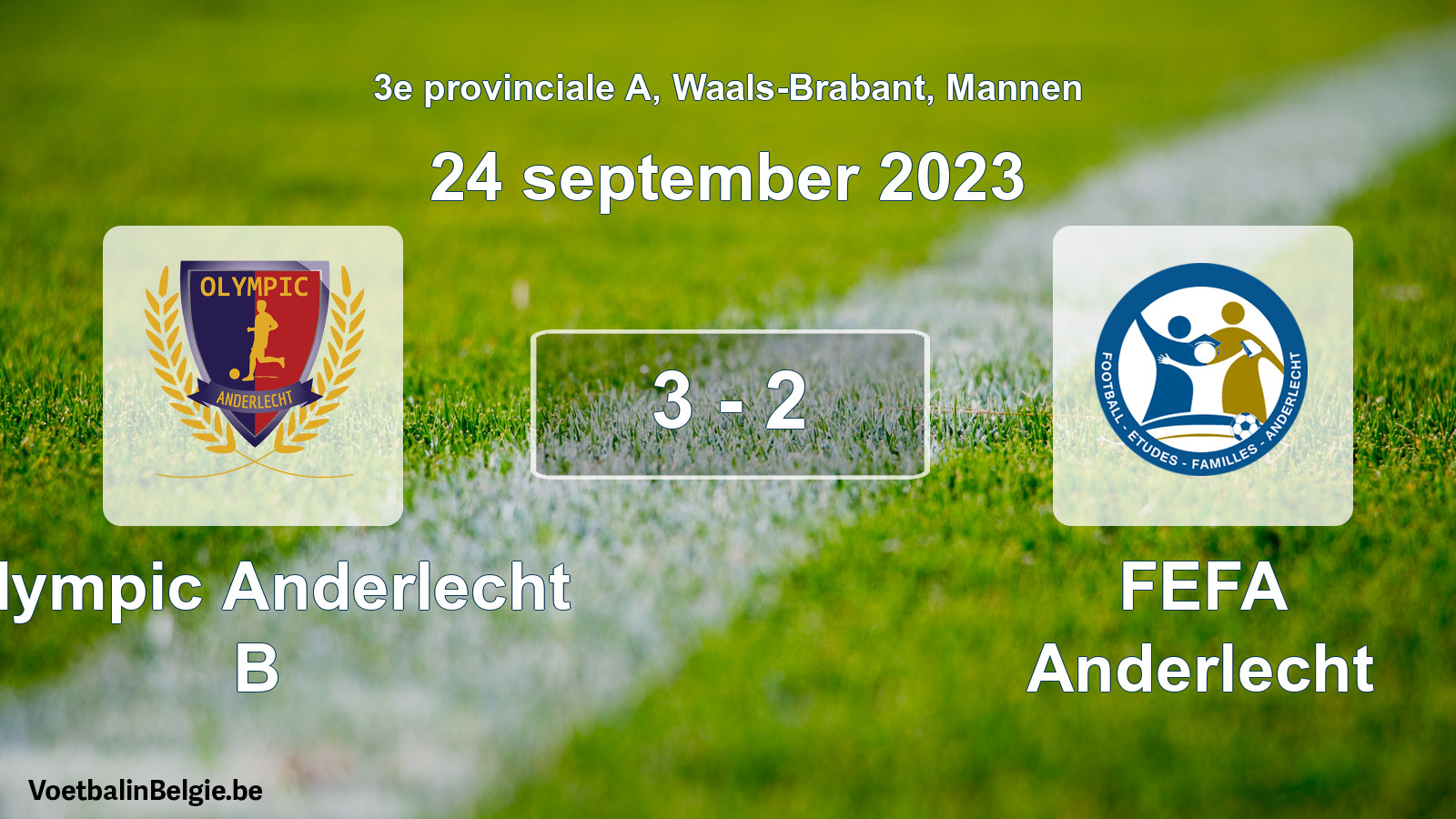 Gespeelde wedstrijd mannenvoetbal: Olympic Anderlecht B - FEFA Anderlecht 3 - 2 (24 september 2023)