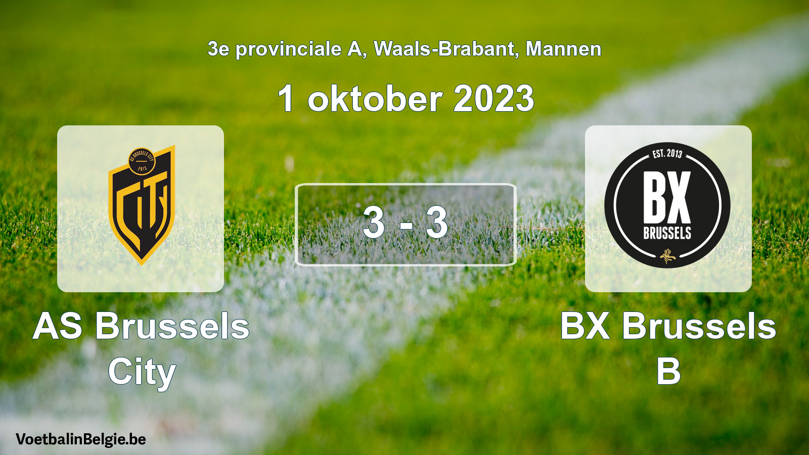 Gespeelde wedstrijd mannenvoetbal: AS Brussels City - BX Brussels B 3 - 3 (1 oktober 2023)