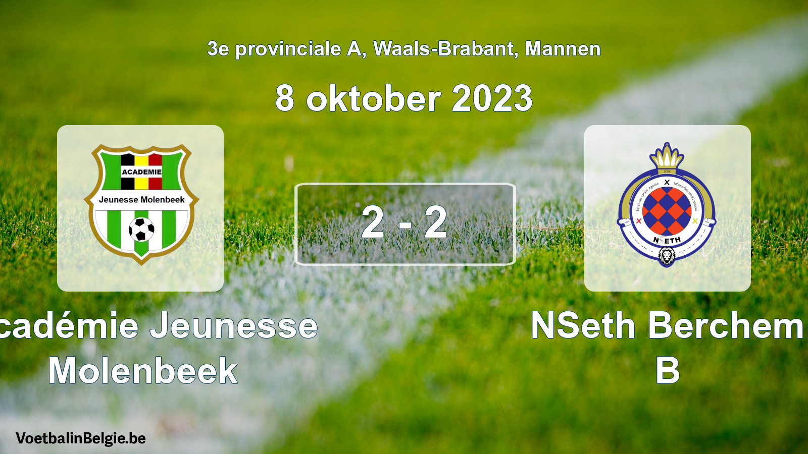 Gespeelde wedstrijd mannenvoetbal: Académie Jeunesse Molenbeek - NSeth Berchem B 2 - 2 (8 oktober 2023)