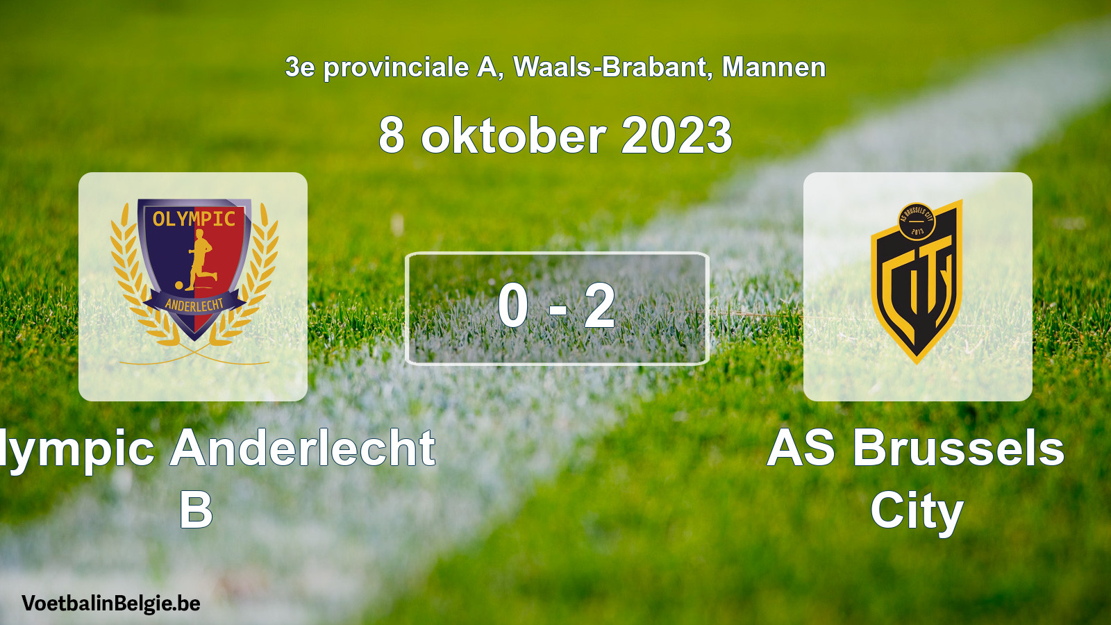 Gespeelde wedstrijd mannenvoetbal: Olympic Anderlecht B - AS Brussels City 0 - 2 (8 oktober 2023)