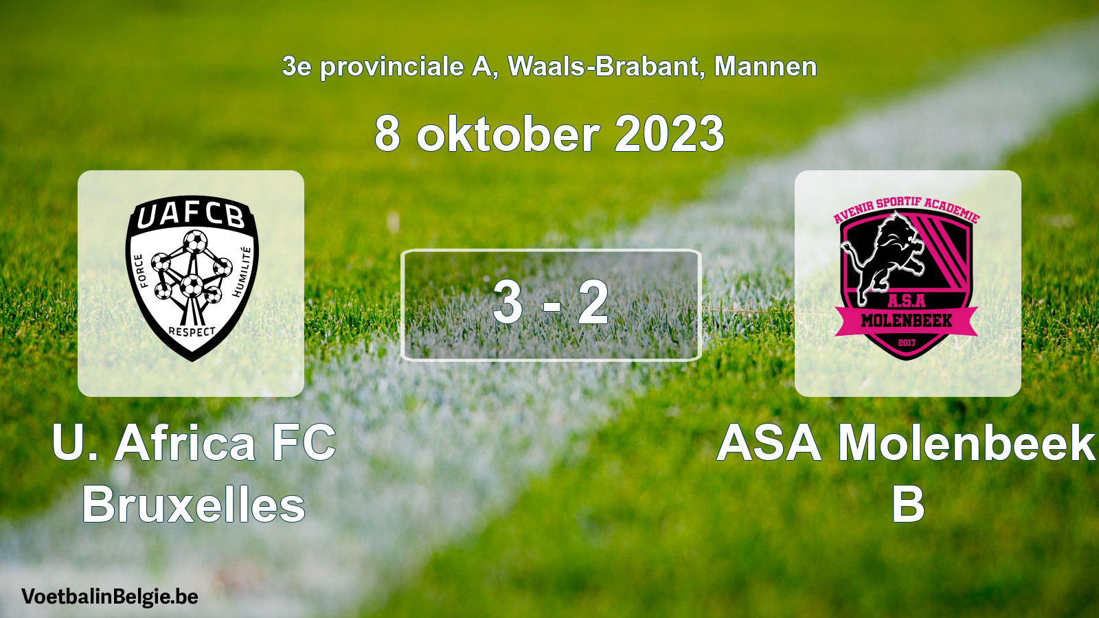 Gespeelde wedstrijd mannenvoetbal: U. Africa FC Bruxelles - ASA Molenbeek B 3 - 2 (8 oktober 2023)
