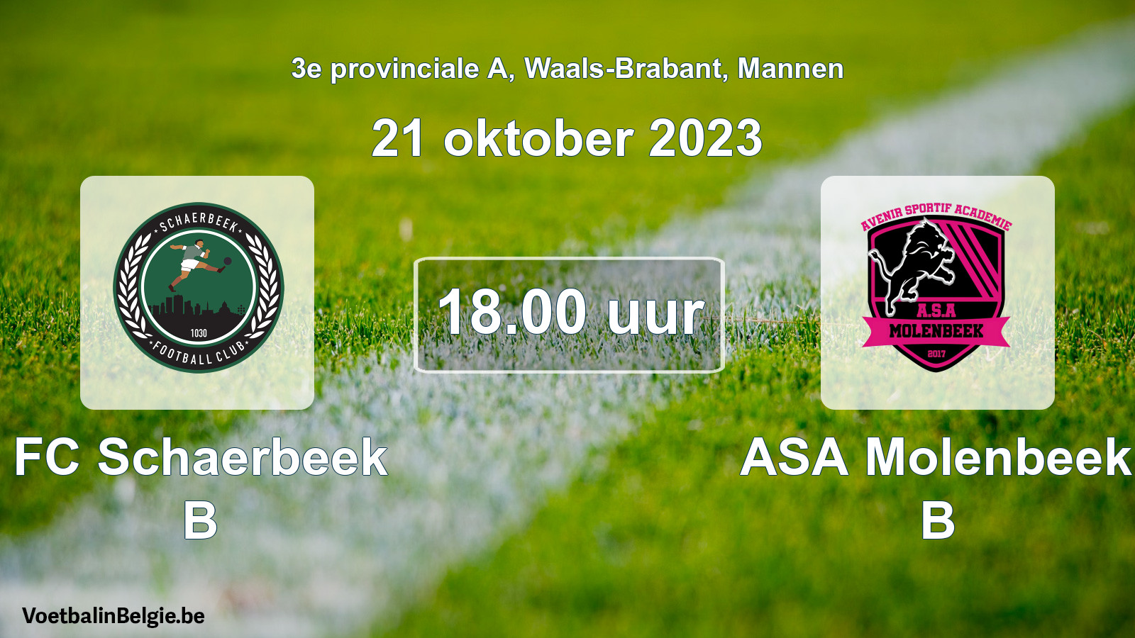 Geplande wedstrijd mannenvoetbal: FC Schaerbeek B - ASA Molenbeek B (21 oktober 2023)