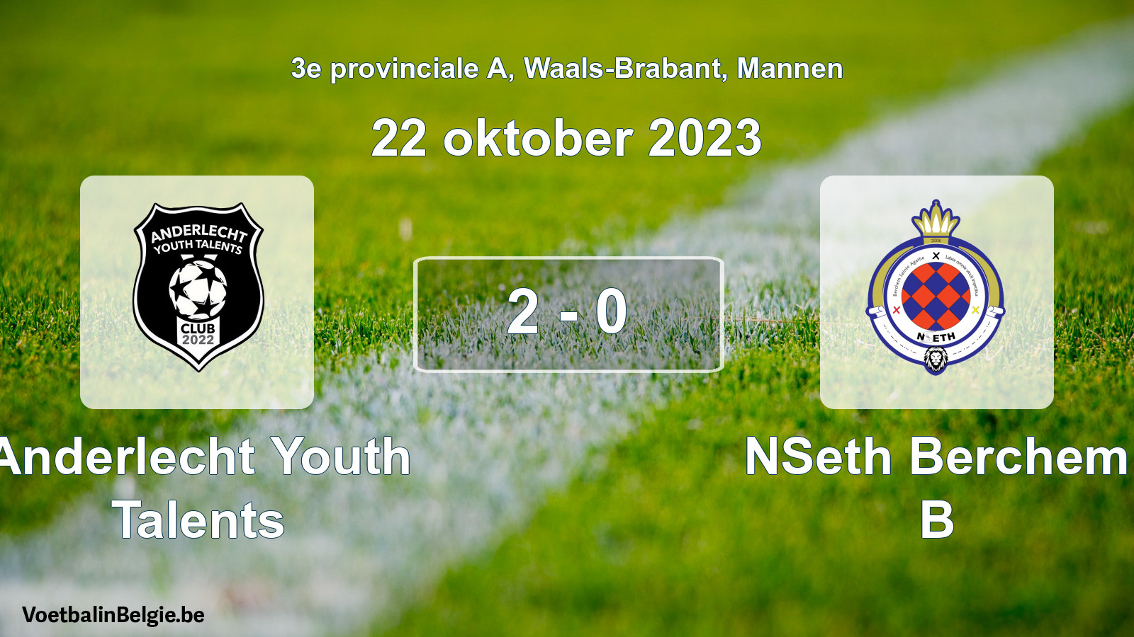 Gespeelde wedstrijd mannenvoetbal: Anderlecht Youth Talents - NSeth Berchem B 2 - 0 (22 oktober 2023)