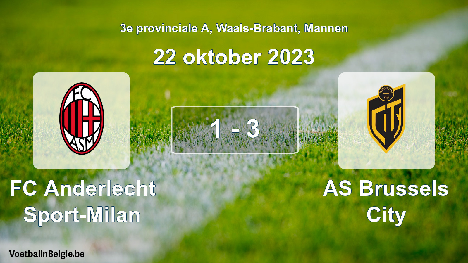 Gespeelde wedstrijd mannenvoetbal: FC Anderlecht Sport-Milan - AS Brussels City 1 - 3 (22 oktober 2023)