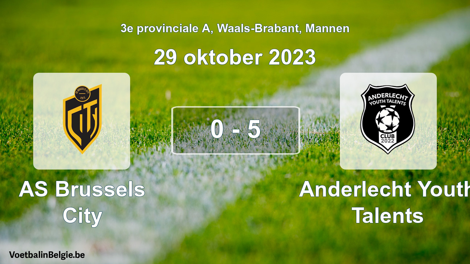 Gespeelde wedstrijd mannenvoetbal: AS Brussels City - Anderlecht Youth Talents 0 - 5 (29 oktober 2023)