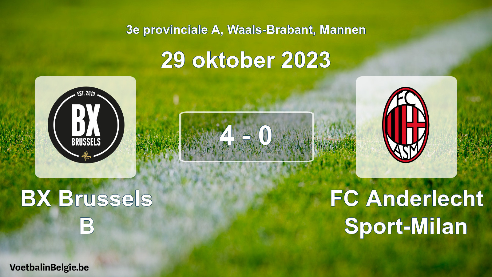 Gespeelde wedstrijd mannenvoetbal: BX Brussels B - FC Anderlecht Sport-Milan 4 - 0 (29 oktober 2023)