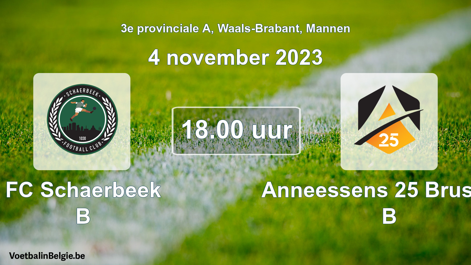 Geplande wedstrijd mannenvoetbal: FC Schaerbeek B - Anneessens 25 Brussels B (4 november 2023)