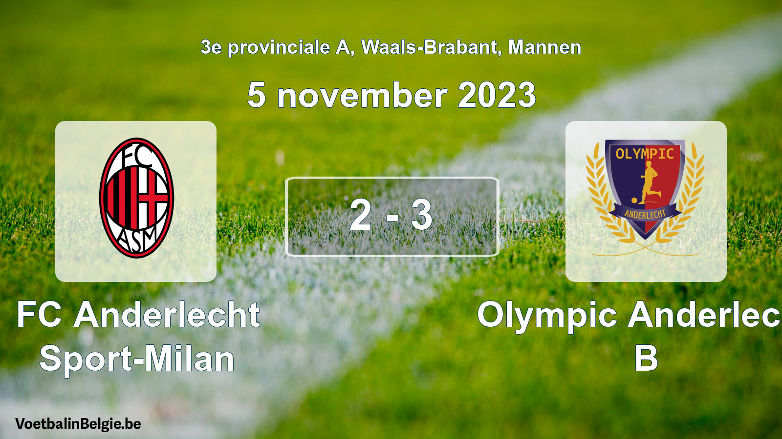 Gespeelde wedstrijd mannenvoetbal: FC Anderlecht Sport-Milan - Olympic Anderlecht B 2 - 3 (5 november 2023)