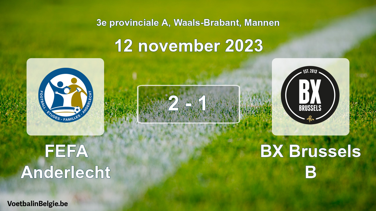 Gespeelde wedstrijd mannenvoetbal: FEFA Anderlecht - BX Brussels B 2 - 1 (12 november 2023)