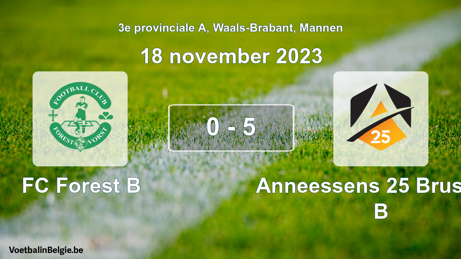 Gespeelde wedstrijd mannenvoetbal: FC Forest B - Anneessens 25 Brussels B 0 - 5 (18 november 2023)