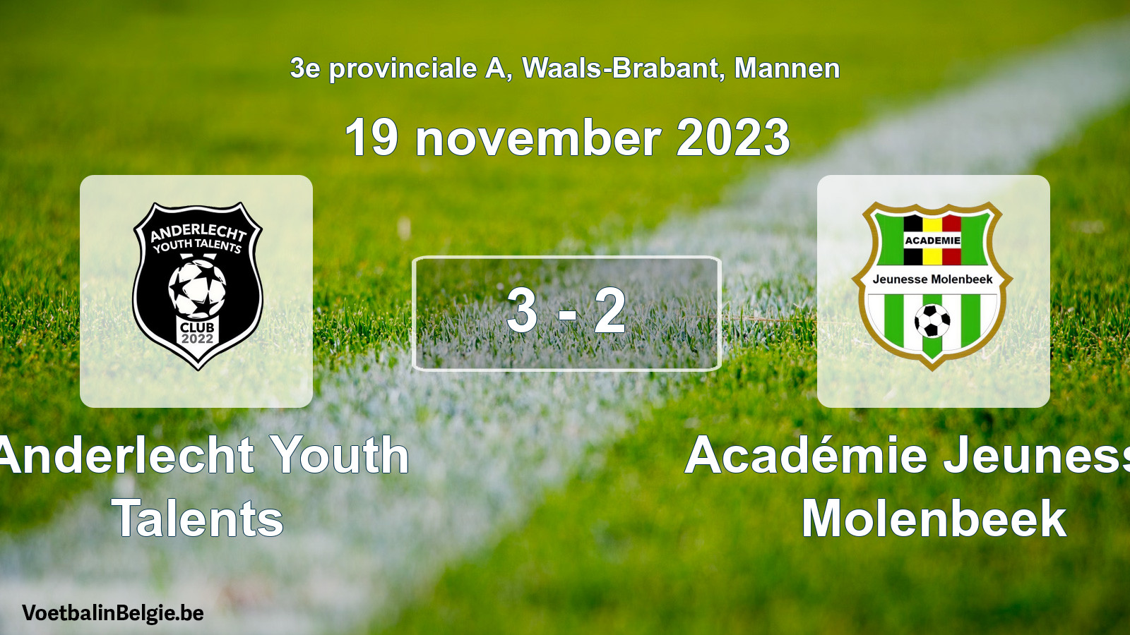 Gespeelde wedstrijd mannenvoetbal: Anderlecht Youth Talents - Académie Jeunesse Molenbeek 3 - 2 (19 november 2023)