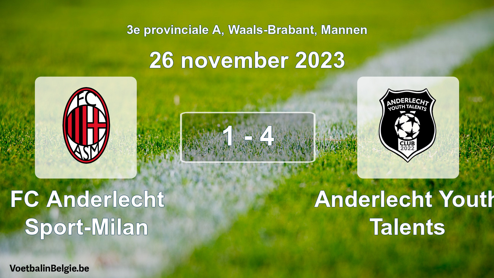 Gespeelde wedstrijd mannenvoetbal: FC Anderlecht Sport-Milan - Anderlecht Youth Talents 1 - 4 (26 november 2023)