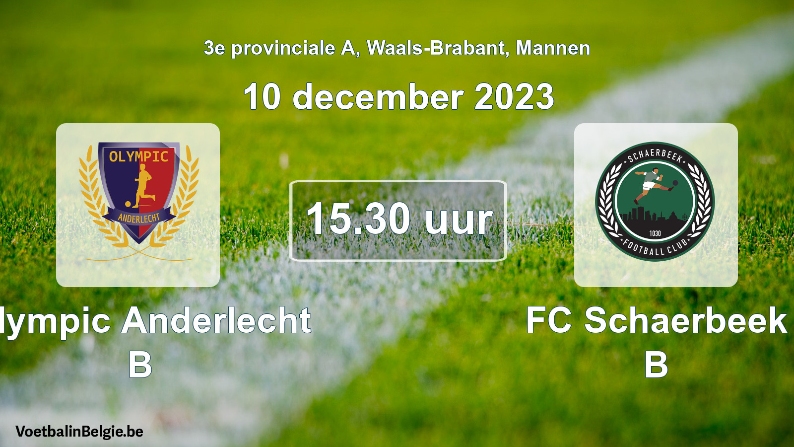Match prévu football hommes: Olympic Anderlecht B - FC Schaerbeek B (10 décembre 2023)