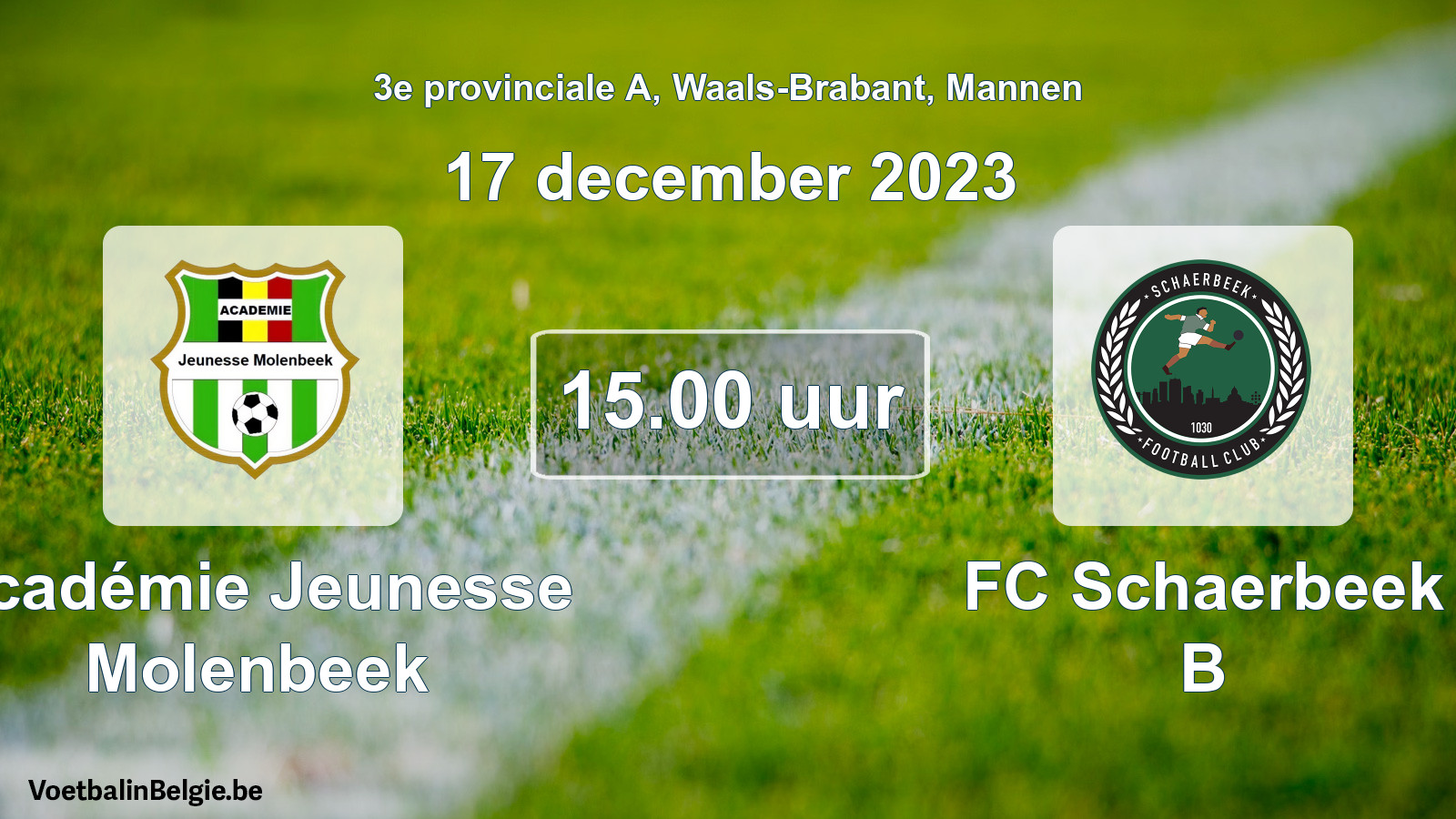 Geplande wedstrijd mannenvoetbal: Académie Jeunesse Molenbeek - FC Schaerbeek B (17 december 2023)