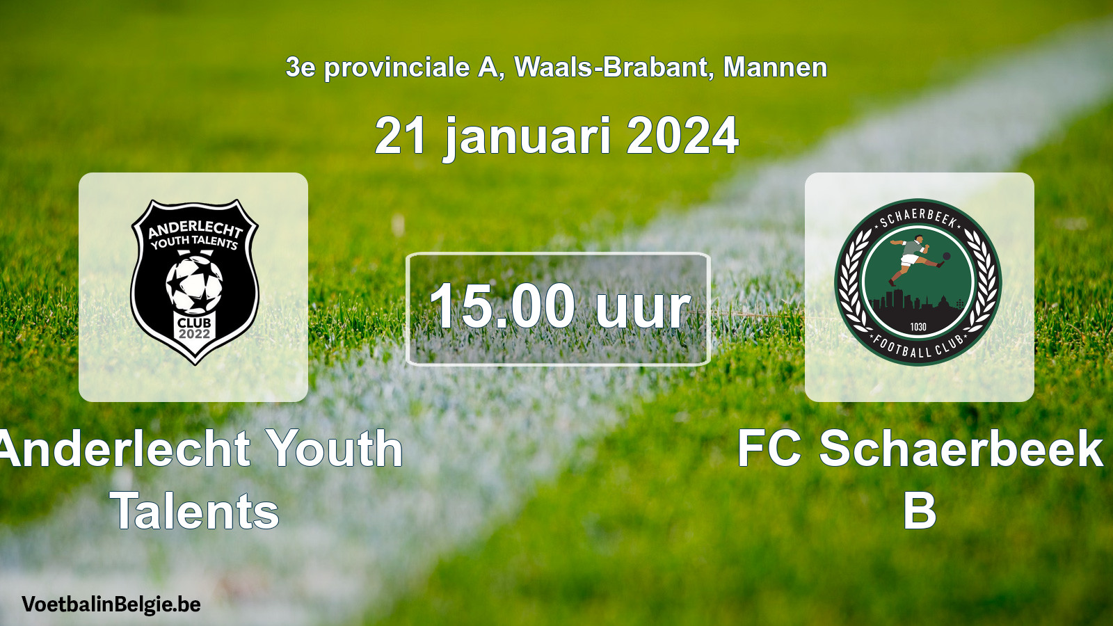 Geplande wedstrijd mannenvoetbal: Anderlecht Youth Talents - FC Schaerbeek B (21 januari 2024)