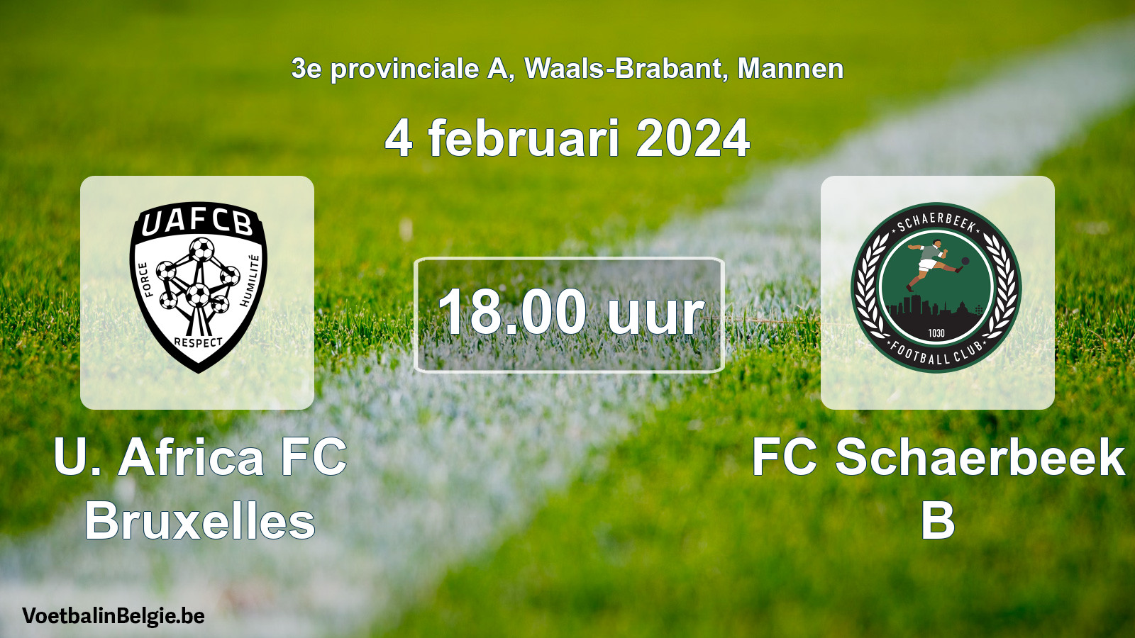 Scheduled match men football: U. Africa FC Bruxelles - FC Schaerbeek B (4 February 2024)