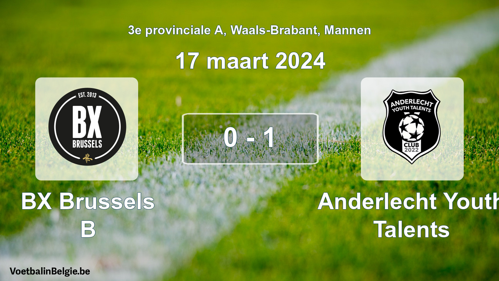Gespeelde wedstrijd mannenvoetbal: BX Brussels B - Anderlecht Youth Talents 0 - 1 (17 maart 2024)