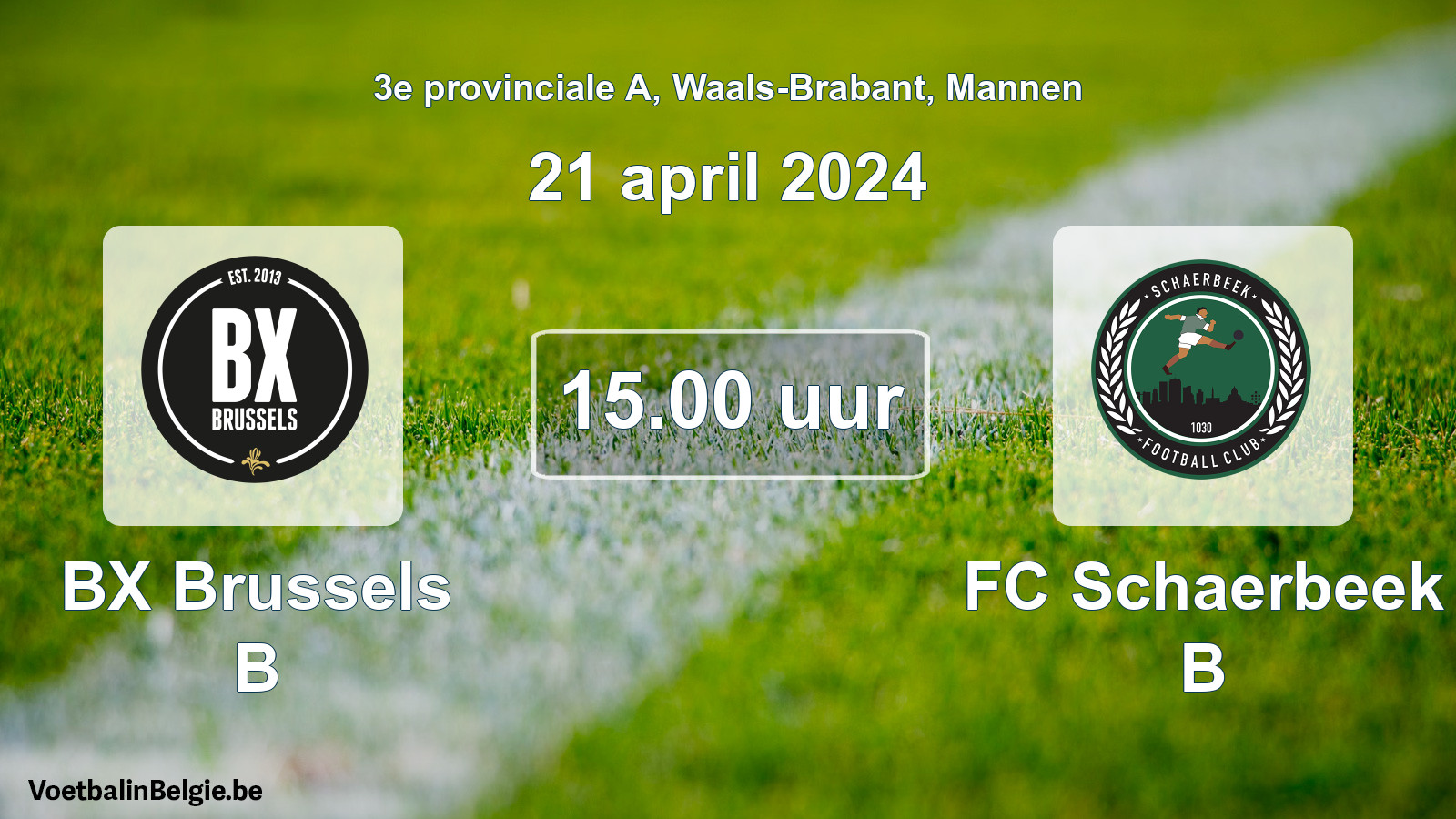 Geplande wedstrijd mannenvoetbal: BX Brussels B - FC Schaerbeek B (21 april 2024)