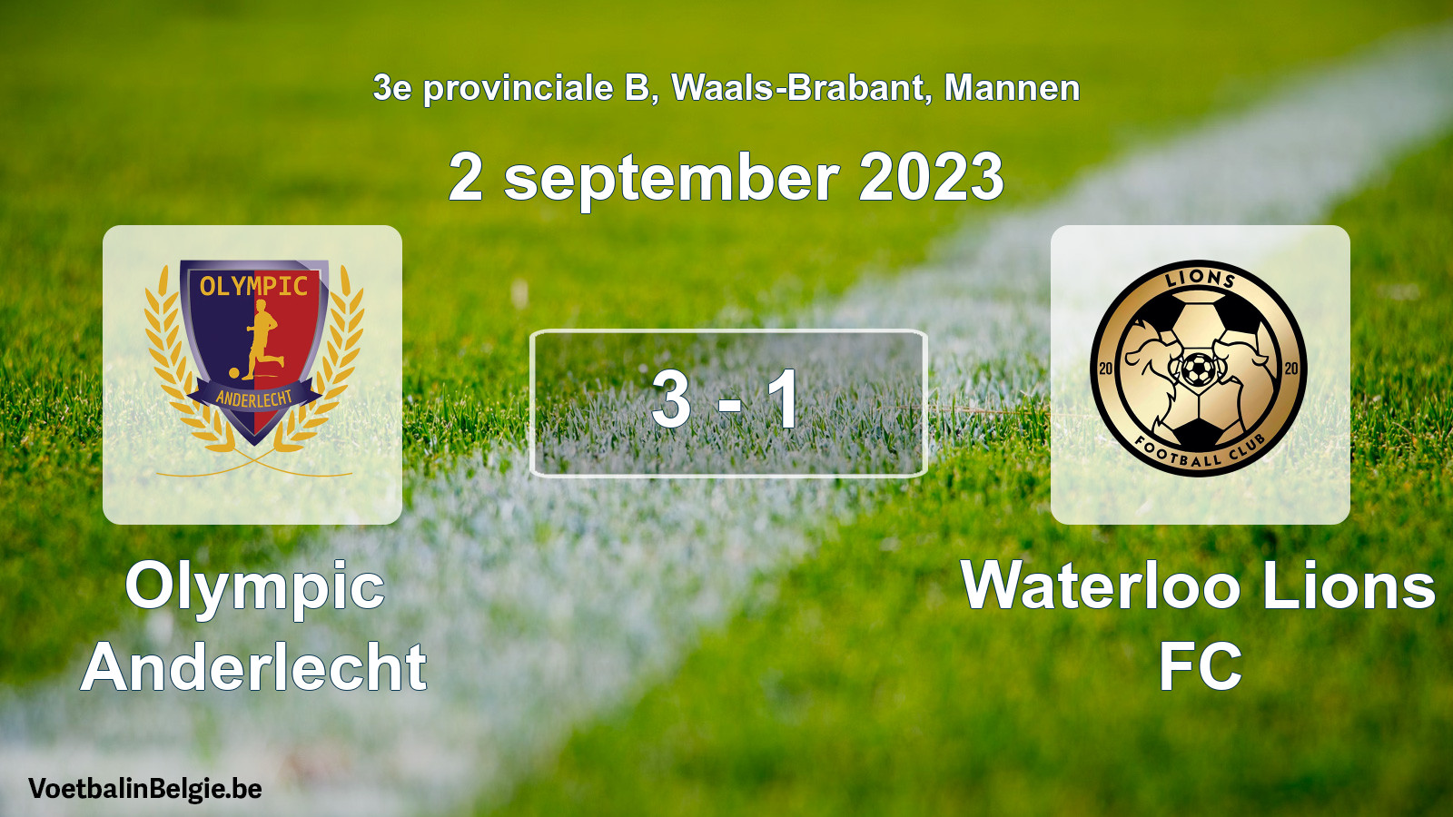 Gespeelde wedstrijd mannenvoetbal: Olympic Anderlecht - Waterloo Lions FC 3 - 1 (2 september 2023)