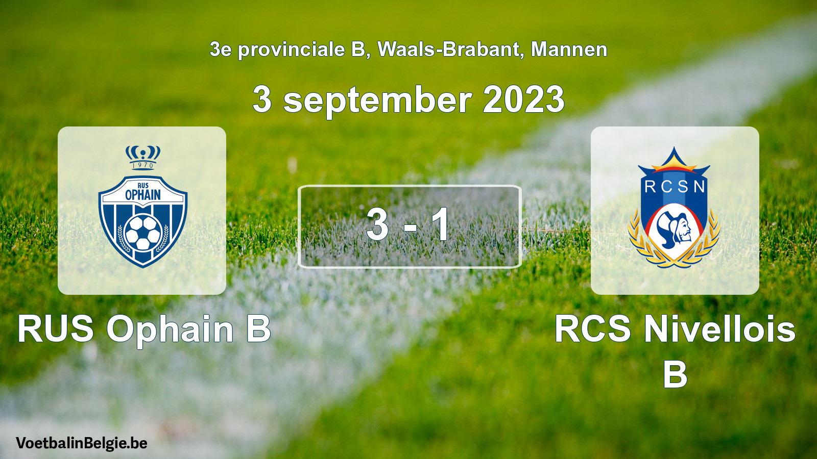Gespeelde wedstrijd mannenvoetbal: RUS Ophain B - RCS Nivellois B 3 - 1 (3 september 2023)