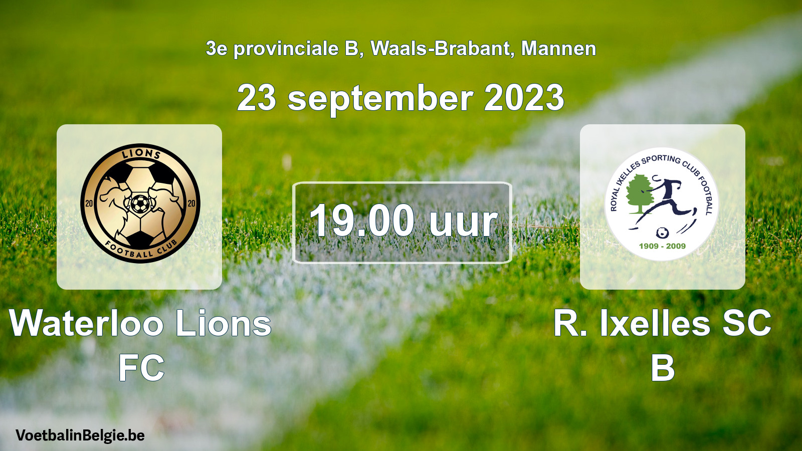 Geplande wedstrijd mannenvoetbal: Waterloo Lions FC - R. Ixelles SC B (23 september 2023)