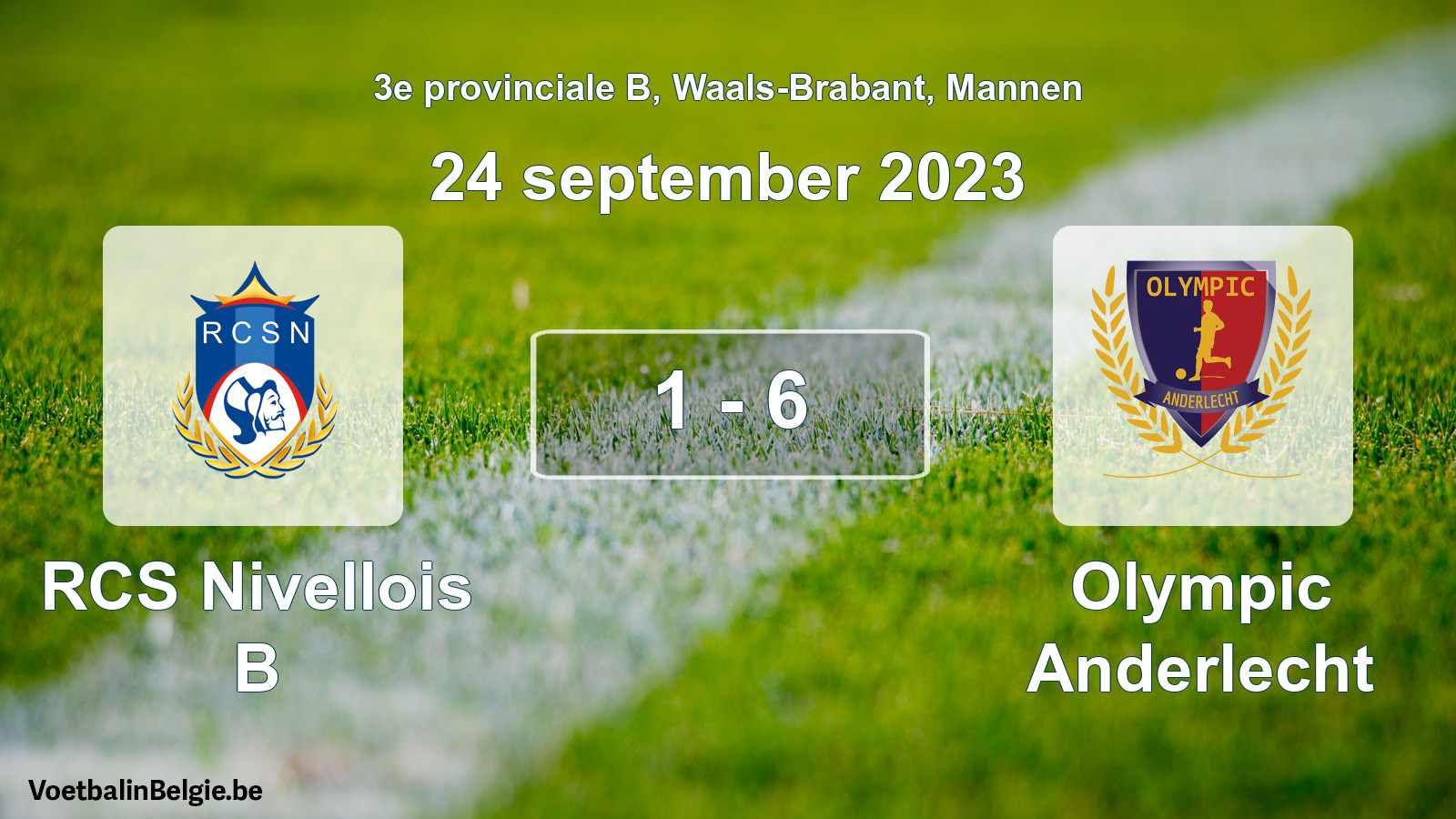 Gespeelde wedstrijd mannenvoetbal: RCS Nivellois B - Olympic Anderlecht 1 - 6 (24 september 2023)