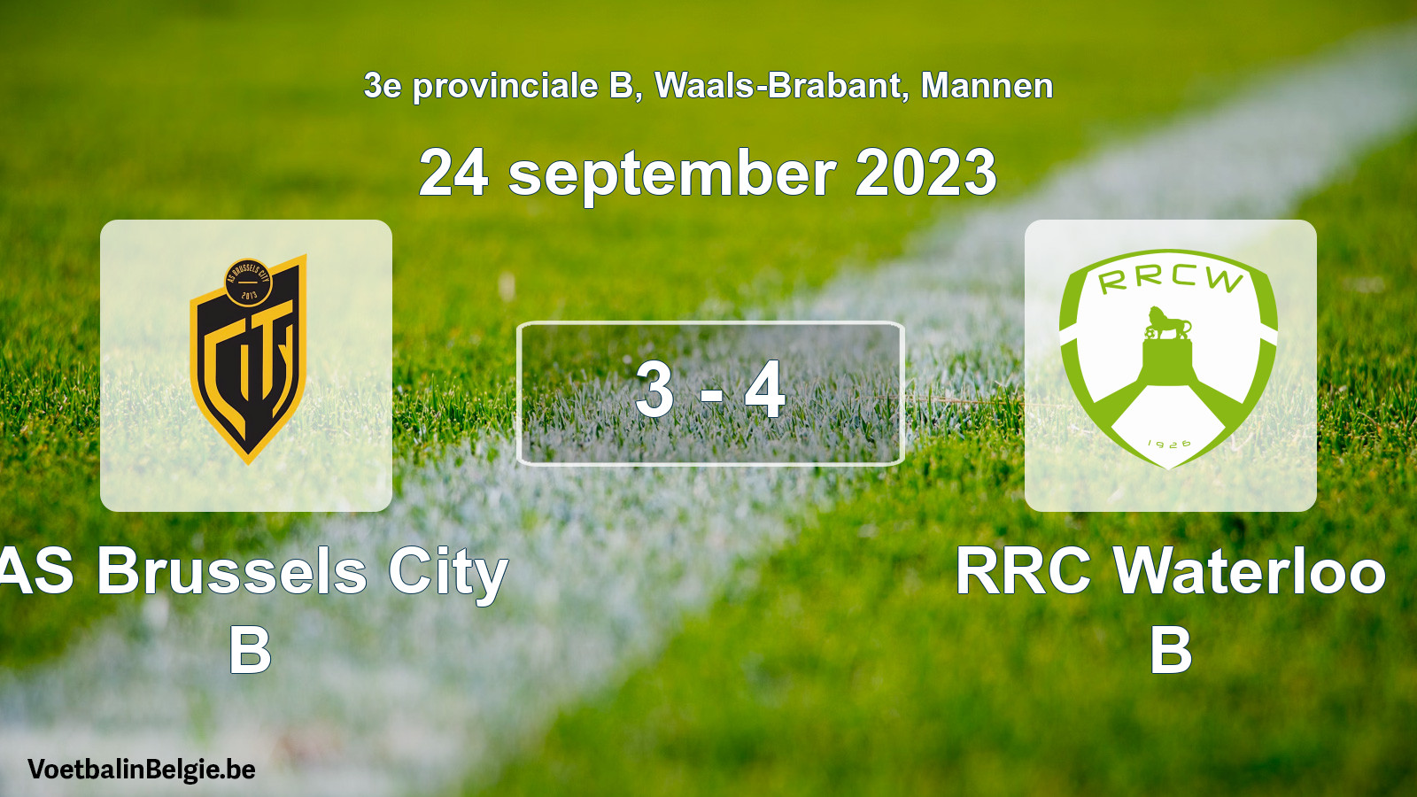 Gespeelde wedstrijd mannenvoetbal: AS Brussels City B - RRC Waterloo B 3 - 4 (24 september 2023)