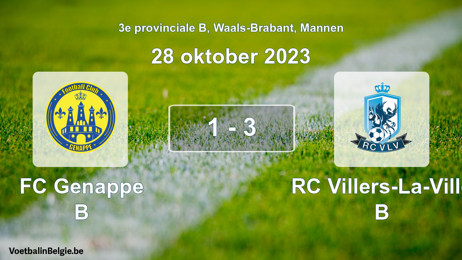 Gespeelde wedstrijd mannenvoetbal: FC Genappe B - RC Villers-La-Ville B 1 - 3 (28 oktober 2023)