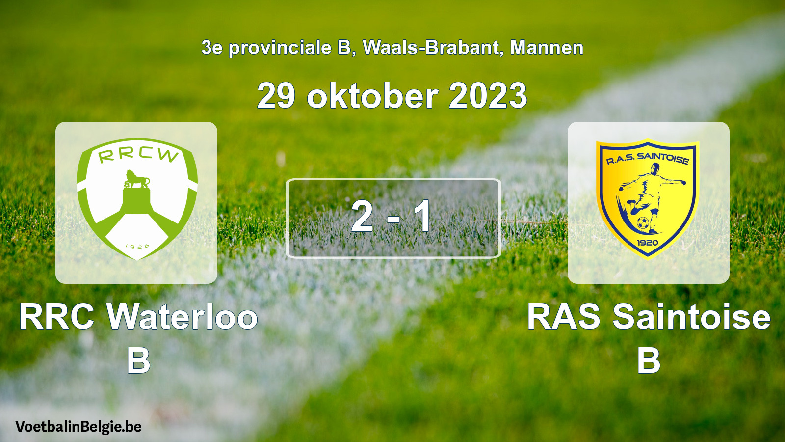 Gespeelde wedstrijd mannenvoetbal: RRC Waterloo B - RAS Saintoise B 2 - 1 (29 oktober 2023)