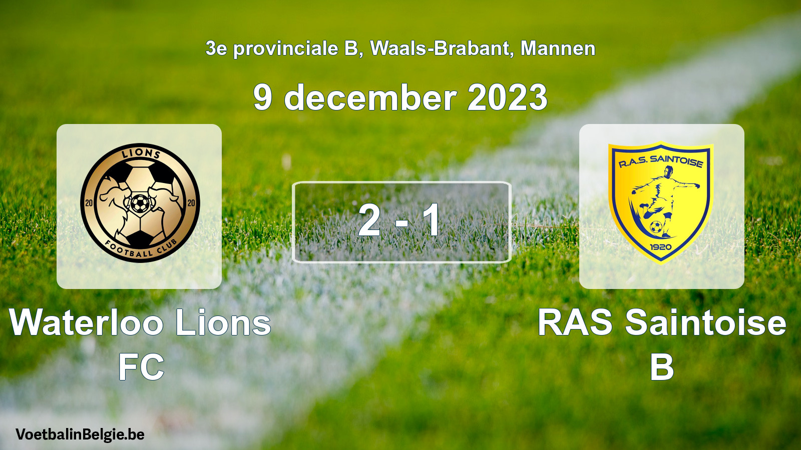 Gespeelde wedstrijd mannenvoetbal: Waterloo Lions FC - RAS Saintoise B 2 - 1 (9 december 2023)