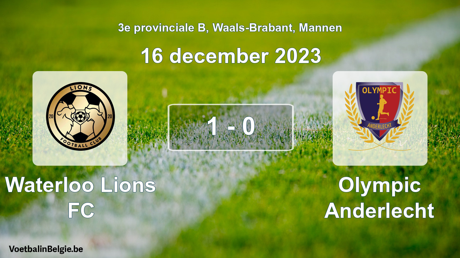 Gespeelde wedstrijd mannenvoetbal: Waterloo Lions FC - Olympic Anderlecht 1 - 0 (16 december 2023)