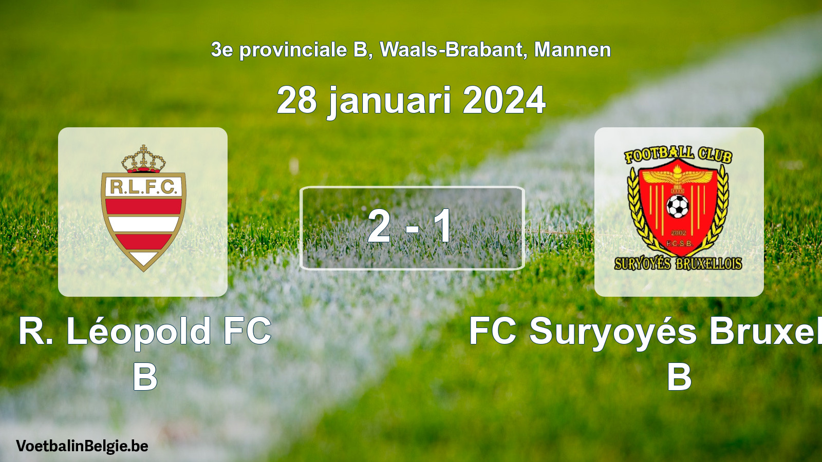 Gespeelde wedstrijd mannenvoetbal: R. Léopold FC B - FC Suryoyés Bruxellois B 2 - 1 (28 januari 2024)