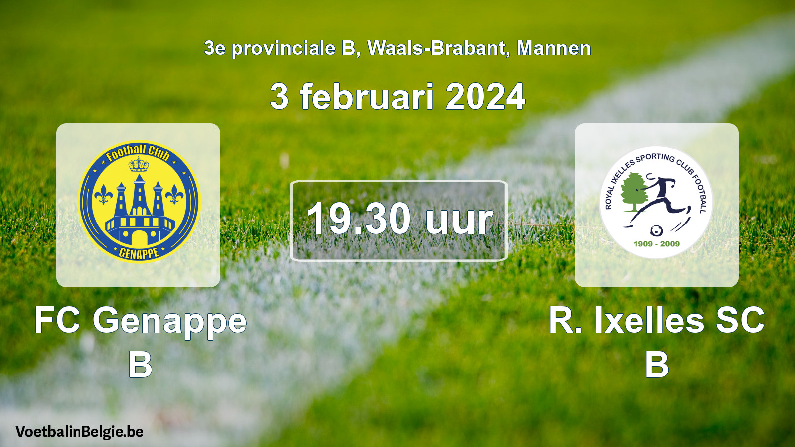 Scheduled match men football: FC Genappe B - R. Ixelles SC B (3 February 2024)