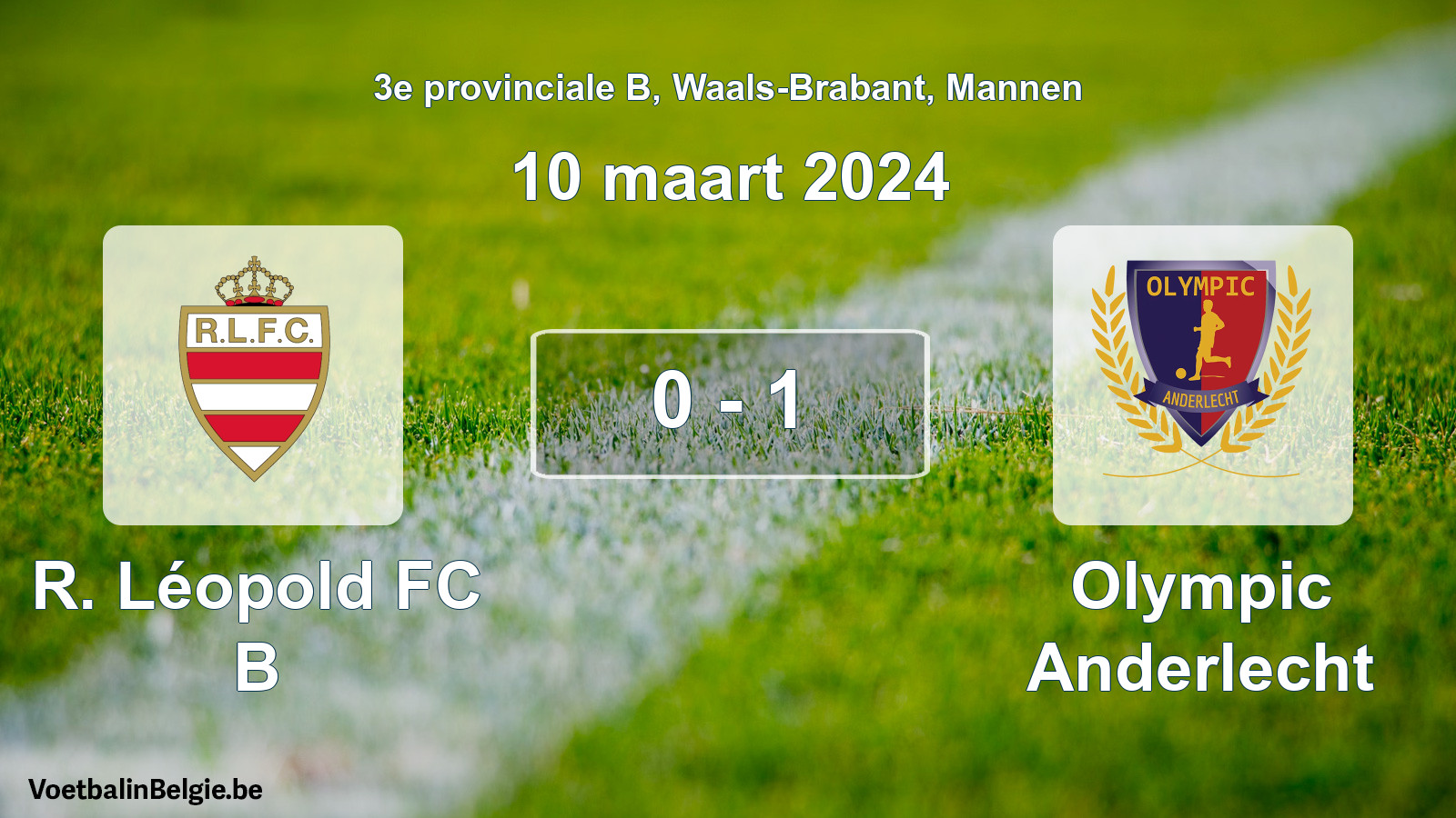 Gespeelde wedstrijd mannenvoetbal: R. Léopold FC B - Olympic Anderlecht 0 - 1 (10 maart 2024)