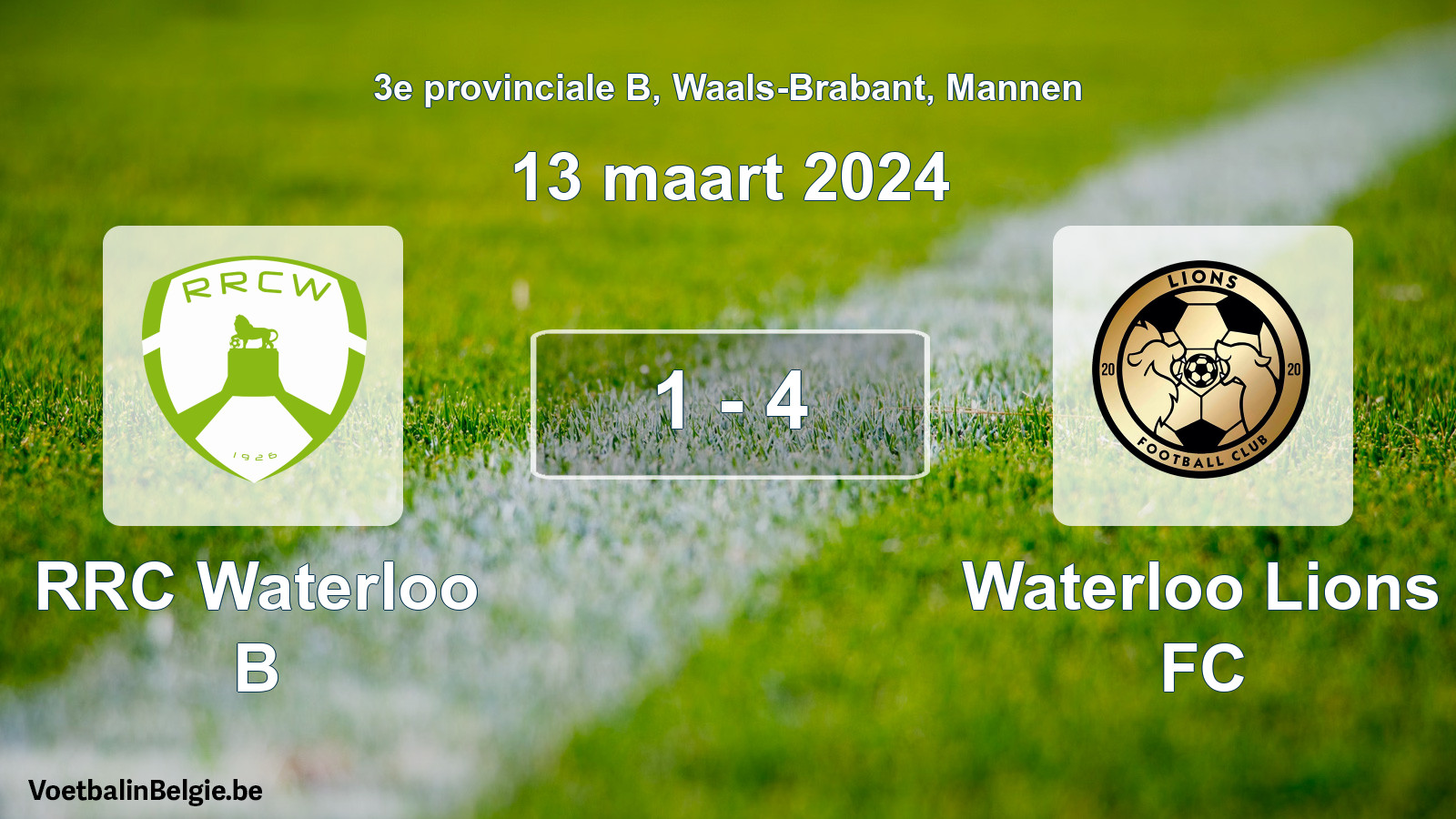 Gespeelde wedstrijd mannenvoetbal: RRC Waterloo B - Waterloo Lions FC 1 - 4 (13 maart 2024)
