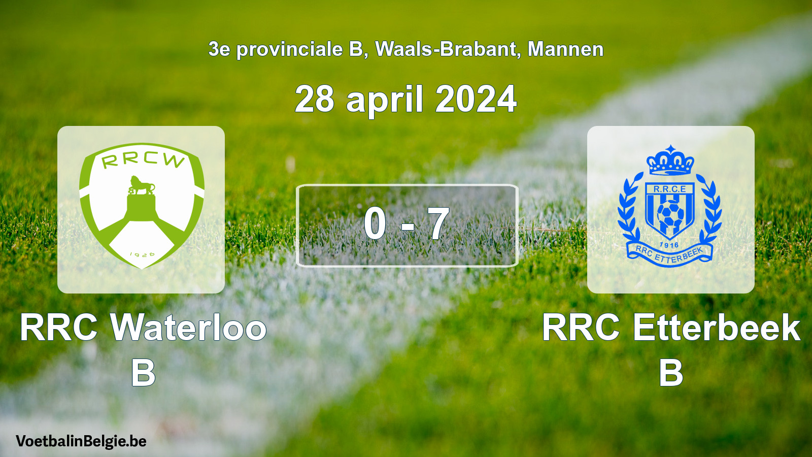 Gespeelde wedstrijd mannenvoetbal: RRC Waterloo B - RRC Etterbeek B 0 - 7 (28 april 2024)