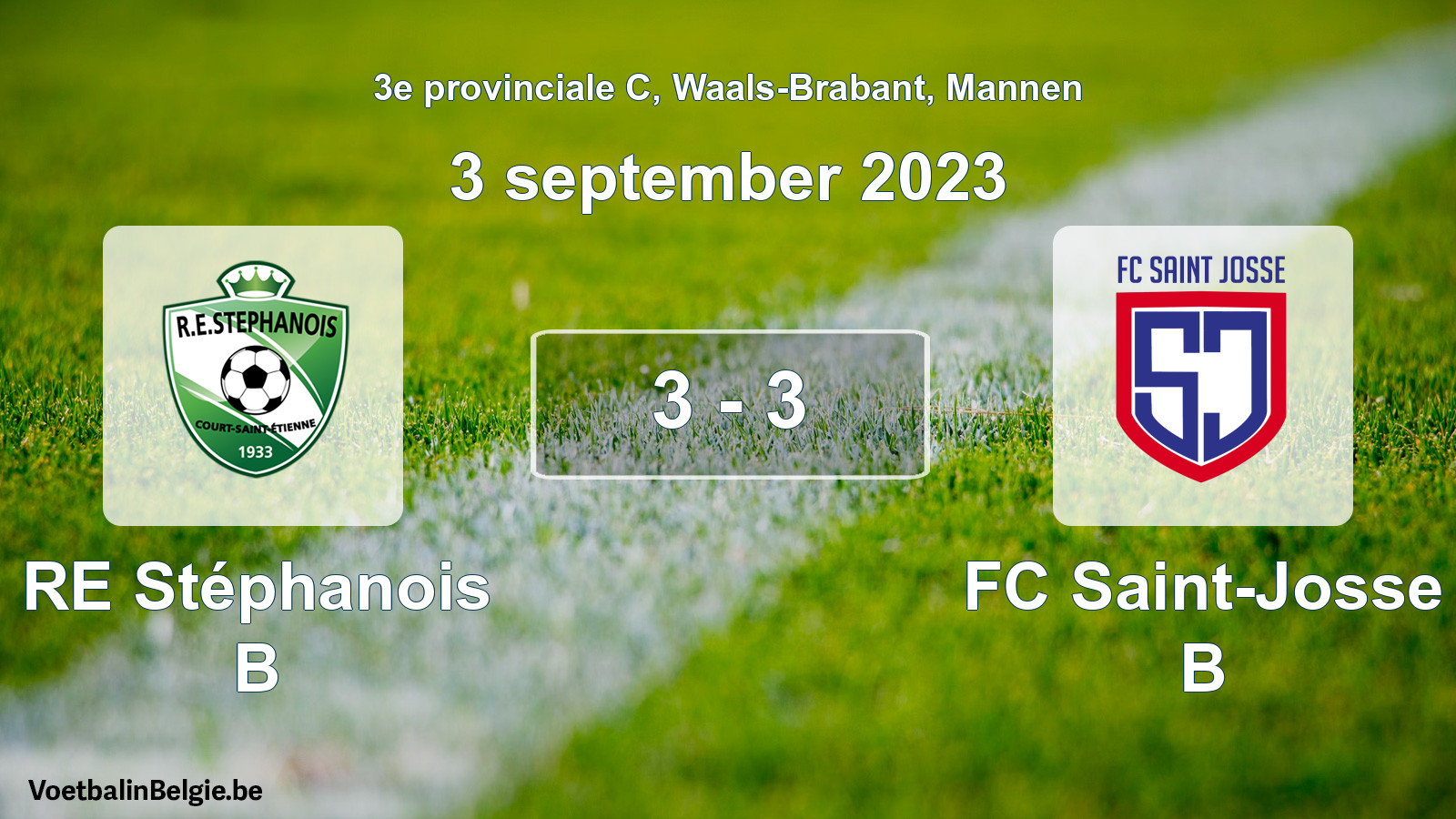 Gespeelde wedstrijd mannenvoetbal: RE Stéphanois B - FC Saint-Josse B 3 - 3 (3 september 2023)