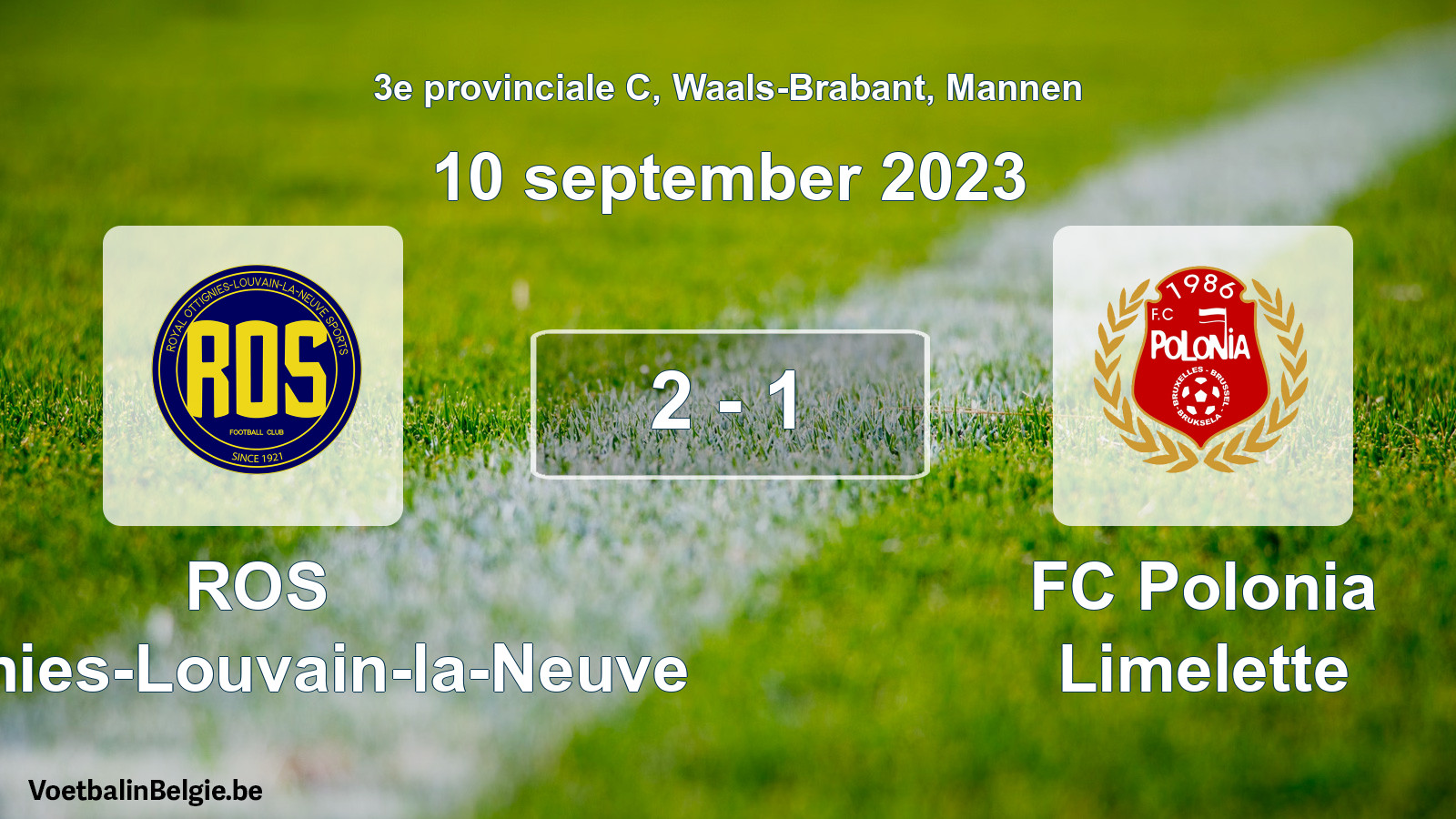 Gespeelde wedstrijd mannenvoetbal: ROS Ottignies-Louvain-la-Neuve - FC Polonia Limelette 2 - 1 (10 september 2023)