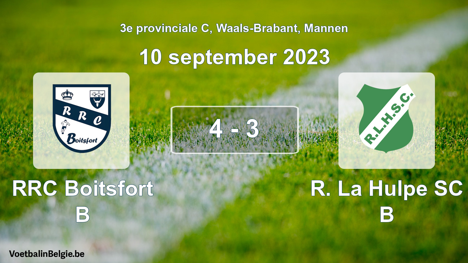 Gespeelde wedstrijd mannenvoetbal: RRC Boitsfort B - R. La Hulpe SC B 4 - 3 (10 september 2023)