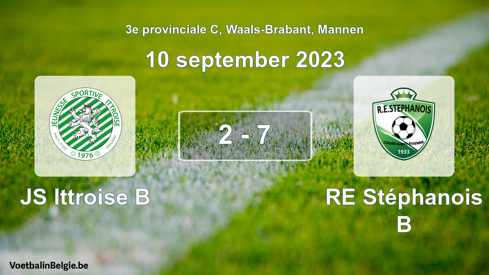 Gespeelde wedstrijd mannenvoetbal: JS Ittroise B - RE Stéphanois B 2 - 7 (10 september 2023)