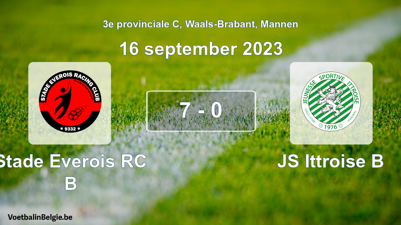 Gespeelde wedstrijd mannenvoetbal: Stade Everois RC B - JS Ittroise B 7 - 0 (16 september 2023)
