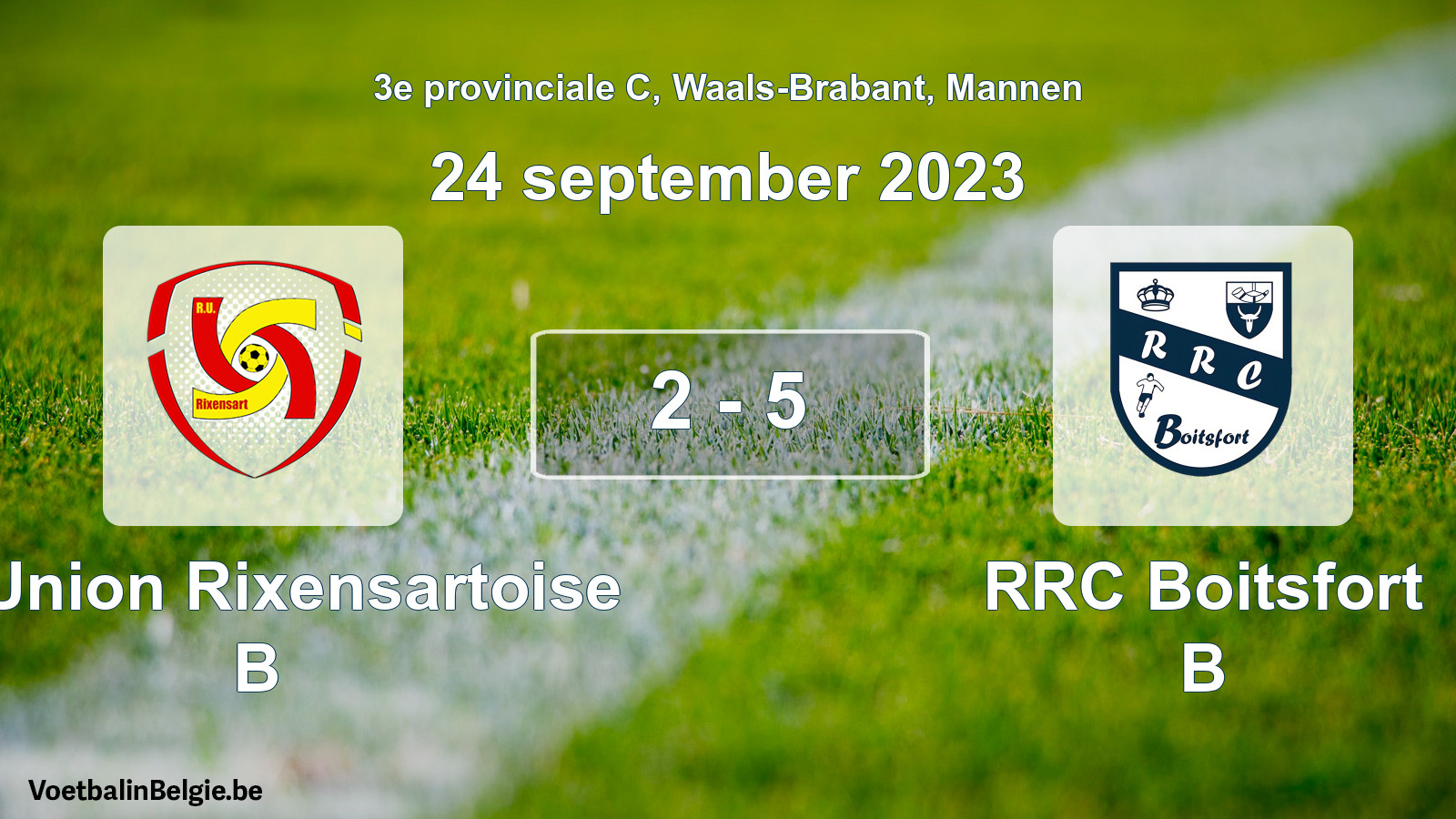 Gespeelde wedstrijd mannenvoetbal: R. Union Rixensartoise B - RRC Boitsfort B 2 - 5 (24 september 2023)