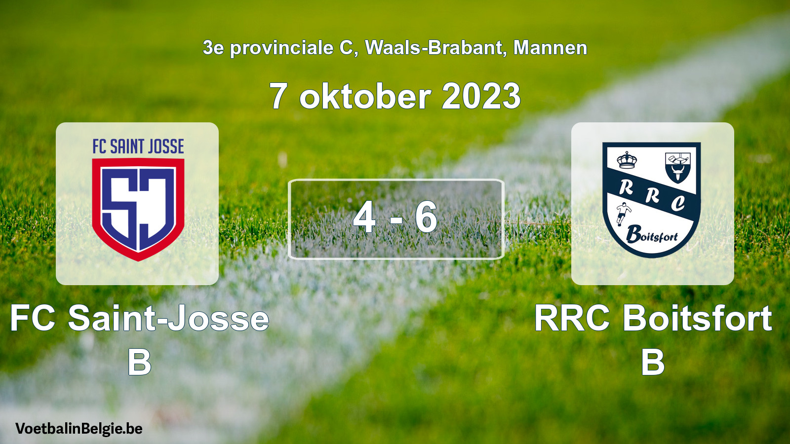 Gespeelde wedstrijd mannenvoetbal: FC Saint-Josse B - RRC Boitsfort B 4 - 6 (7 oktober 2023)