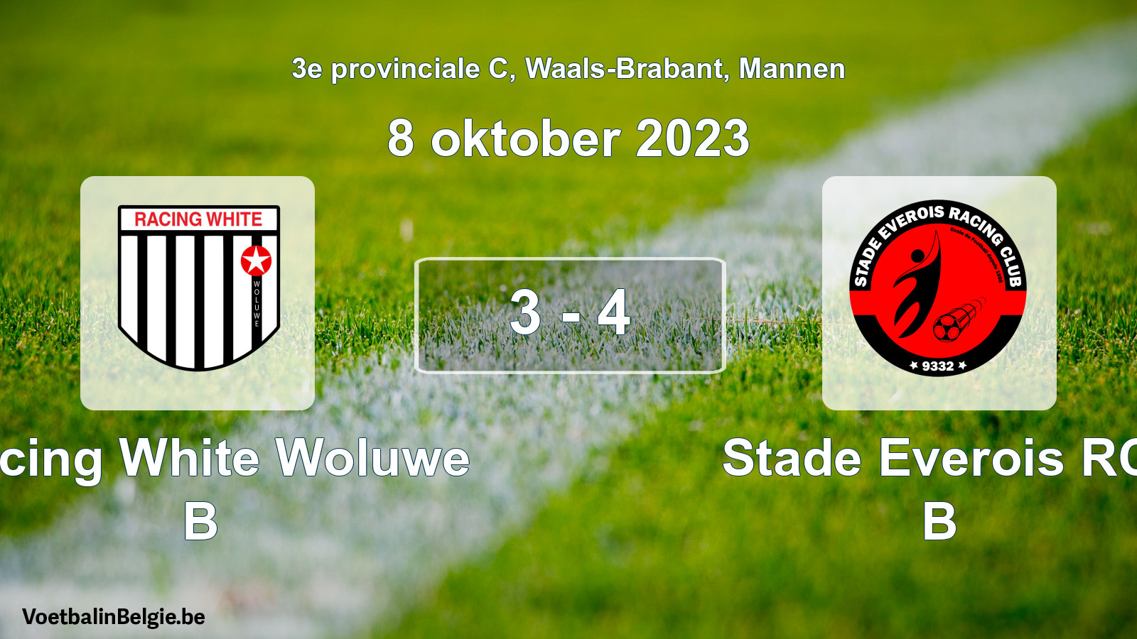 Gespeelde wedstrijd mannenvoetbal: Racing White Woluwe B - Stade Everois RC B 3 - 4 (8 oktober 2023)