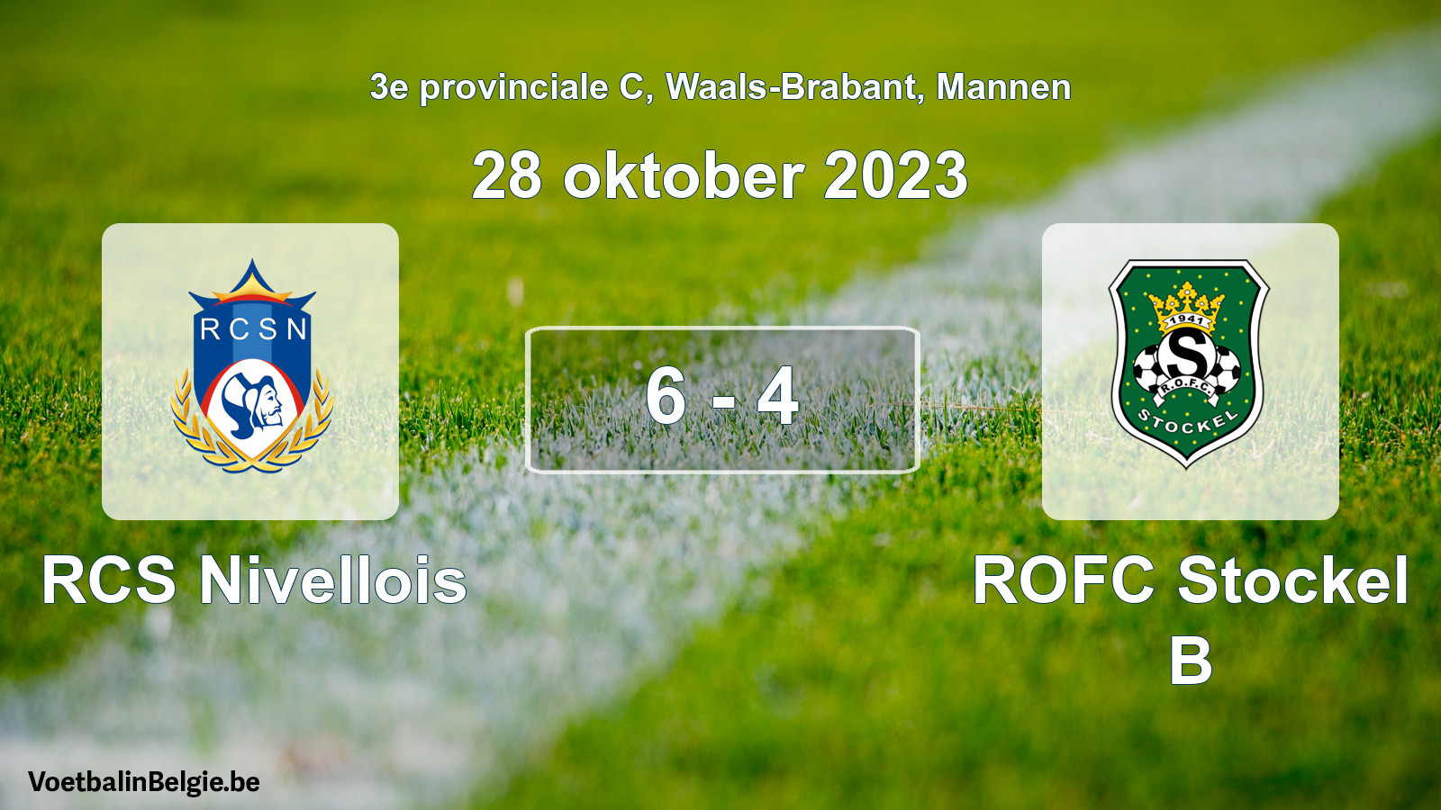 Gespeelde wedstrijd mannenvoetbal: RCS Nivellois - ROFC Stockel B 6 - 4 (28 oktober 2023)